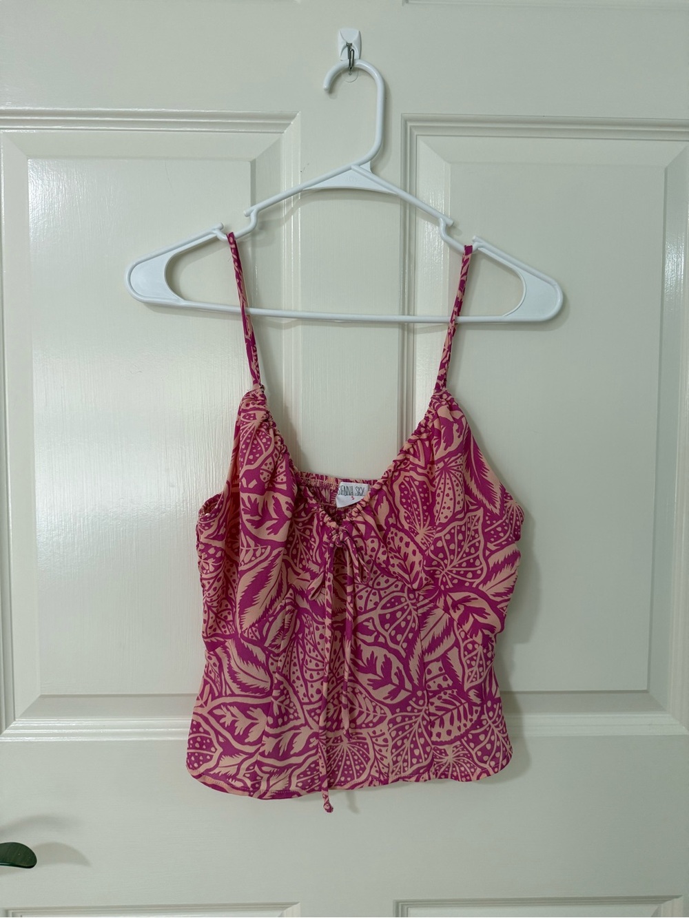 Sienna Sky Pink Leaf-Print Tie-Front Camisole